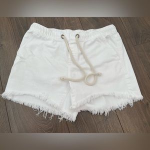 Aerie White Distressed Shorts